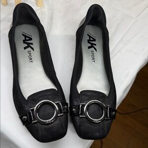 ANNE KLEIN WOMENS CLASSIC BLACK LEATHER SUEDE BALLET SHOES SIZE 11. NEW!